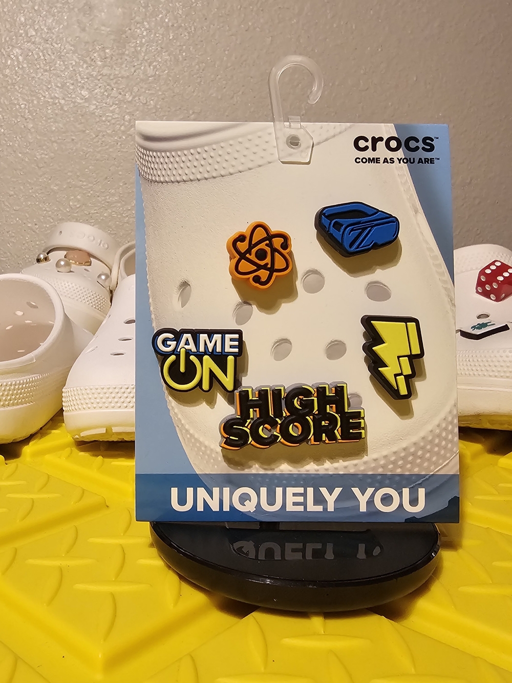 Retired Game On Crocs Jibbitz in White, Yellow & Blue
